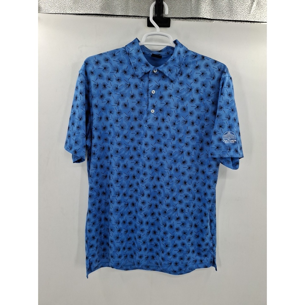 Dunning‎ Jersey Performance Polo Surf Blue All Over Floral Print Size XL